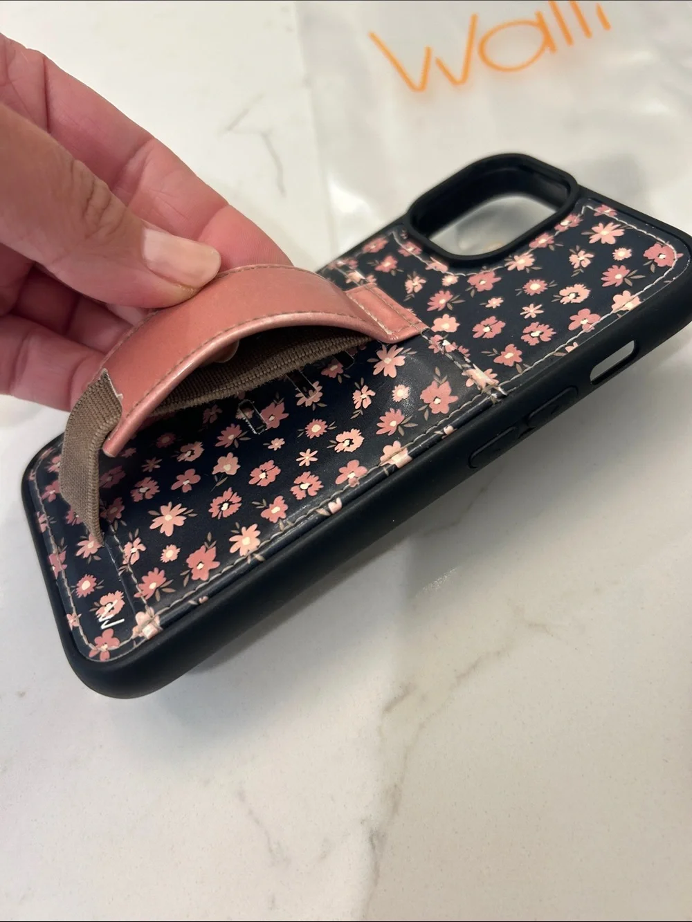 Walli Floral iPhone 14 Case with Pink Strap